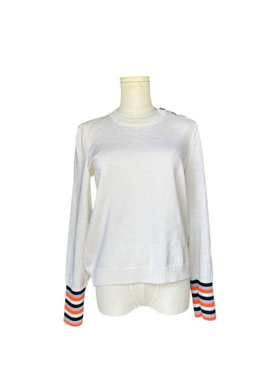 Saint James Tops - Saint James Cream/Ivory Pure Wool Sweater with Colorful Buttons Size U.S. 4